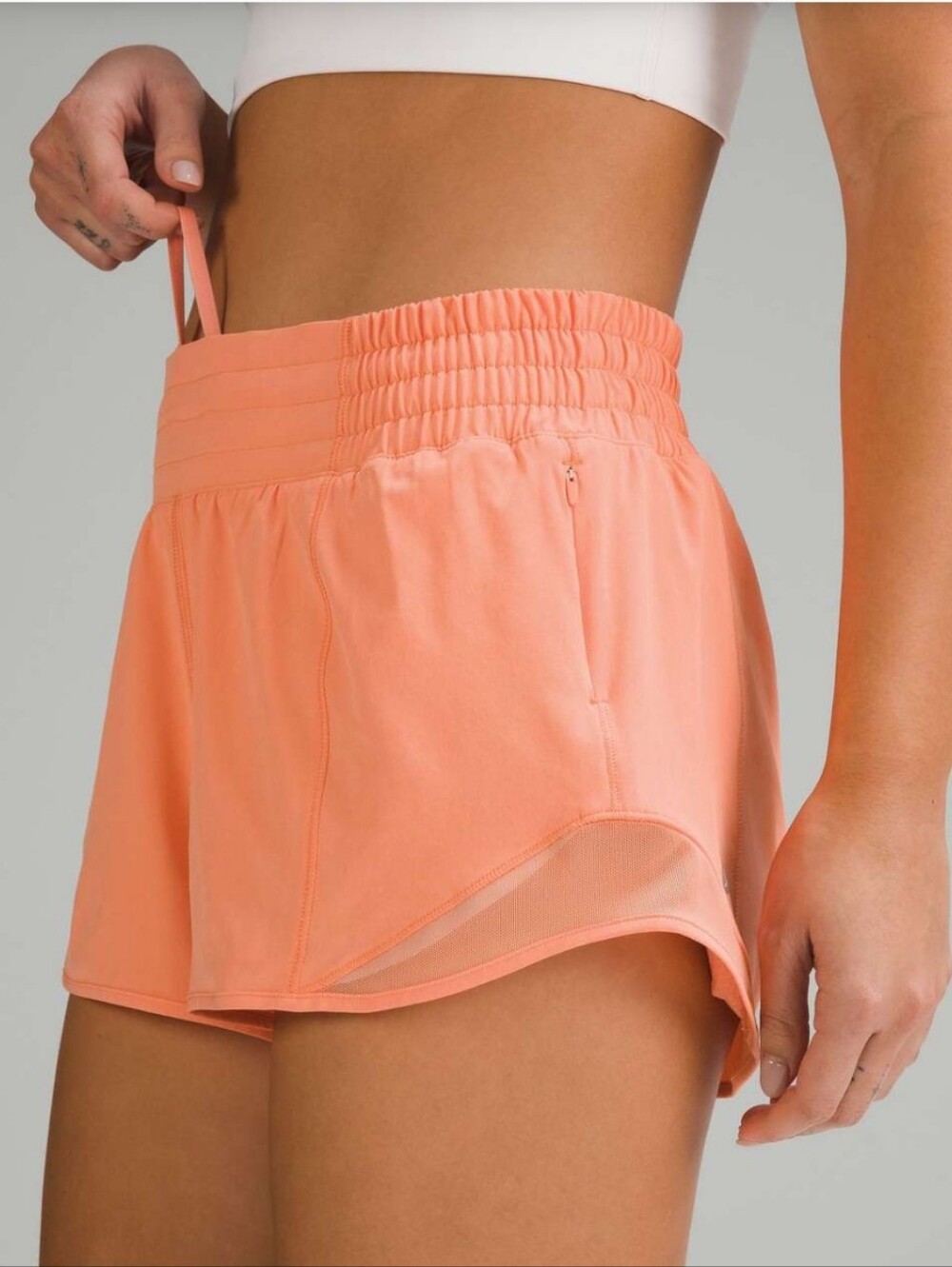 Lululemon Hotty Hot High-Rise Lined Short 4" Sunny Coral Sz 2